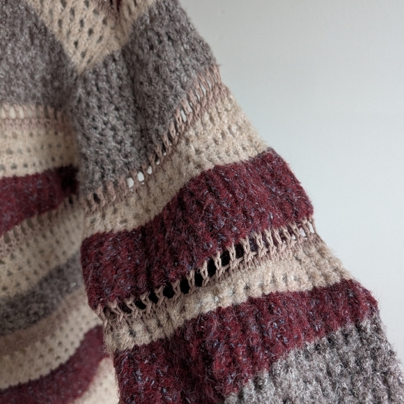 CHARLIE B Burgundy and Gray Striped Sweater - Picture 3 of 5